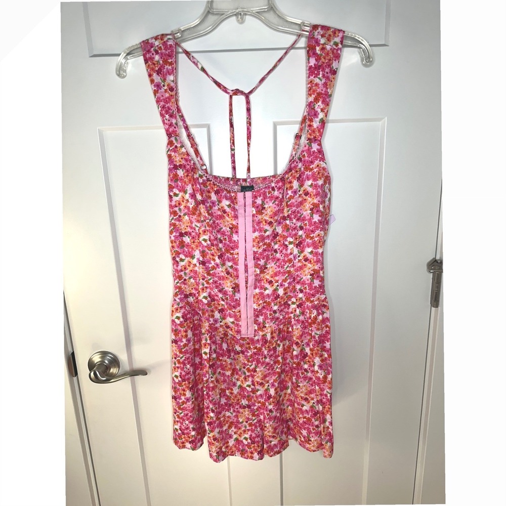 Wild Fable Pink Floral Corset Romper Small Sleeveless Ditsy Print Hook Eye Front - Picture 2 of 7